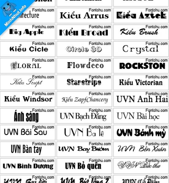 Bộ sưu tập font chữ Phông chữ UVN Mới nhất và đa dạng