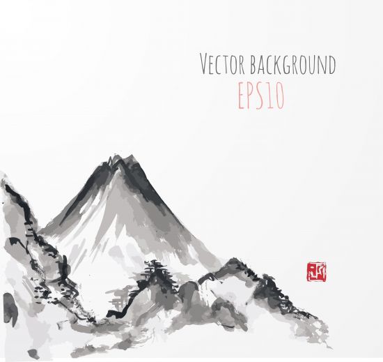 Background cảnh đồi núi file vector dùng thiết kế